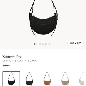 Polene Numéro Dix Smooth Black Shoulder Bag